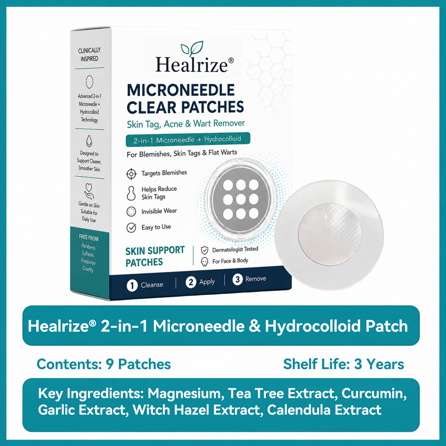 ✅🇦🇺𝐇𝐞𝒂𝒍𝗿𝗶𝙯𝙚®2-in-1 Microneedle & Hydrocolloid Patch💝| Removes Raised Moles, Acne, Flat Warts & Skin Tags | Helps Improve Wrinkles, Scars & Blemishes | Invisible Patches for Face & Body