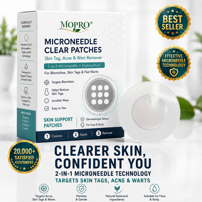 ✨✨𝐌𝗢𝑷𝙍𝙊® 2-in-1 Microneedle & Hydrocolloid Patch🌈| Removes Raised Moles, Acne, Flat Warts & Skin Tags | Helps Improve Wrinkles, Scars & Blemishes | Invisible Patches for Face & Body